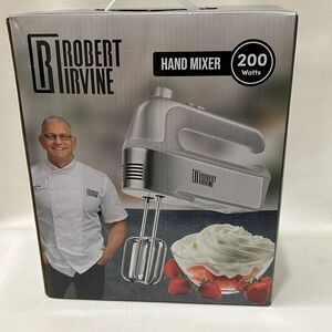 Robert Irvine Handheld Electric Mixer 200 Watts 5 Speed Compact Storage Case New